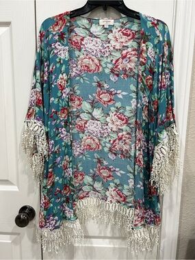 Umgee Kimono with Lace Detail